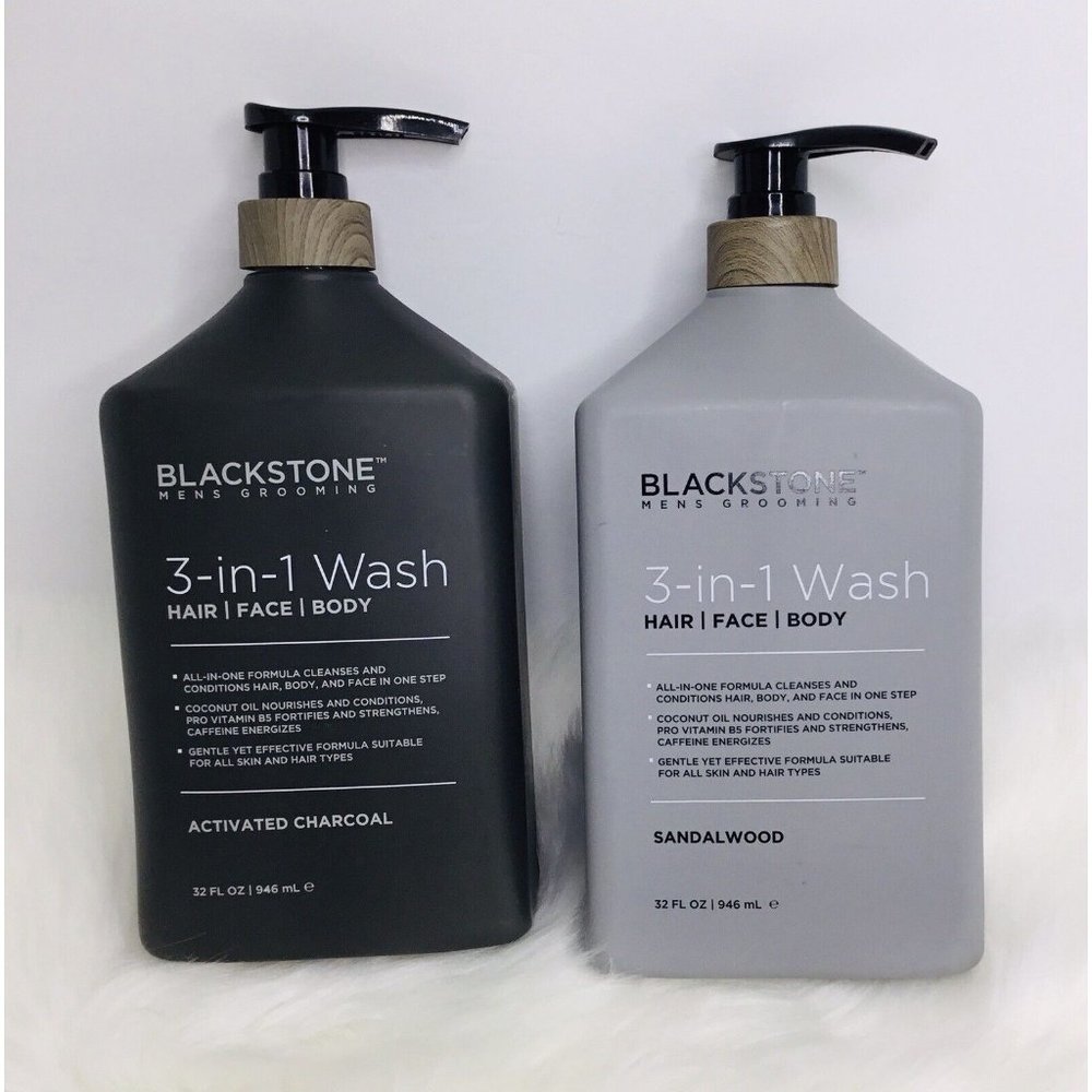 2  3-in-1 Men’s Wash Blackstone Sandal Wood & Activated Charcoal 32 fl oz Each